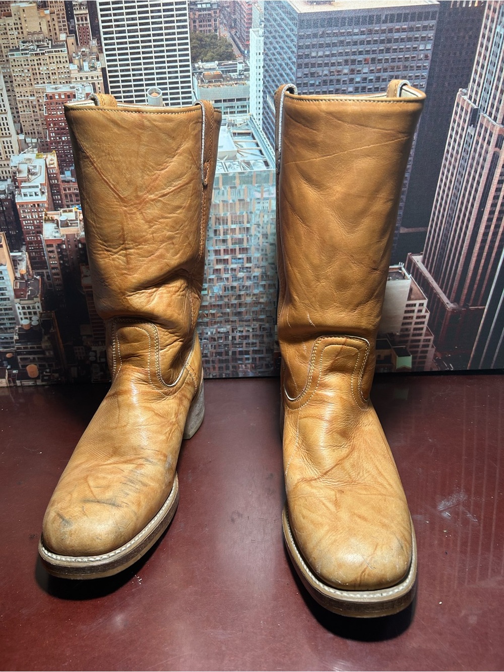 Acme Men's Tan Leather Pull-On Boots - Classic Western 10 D